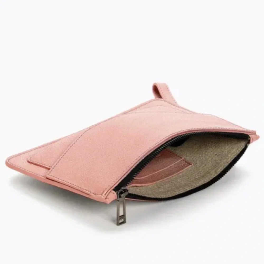 Botkier Clutch Zip Purse Crosstown Large Wrist Strap Leather Color Rossa NIB NWT